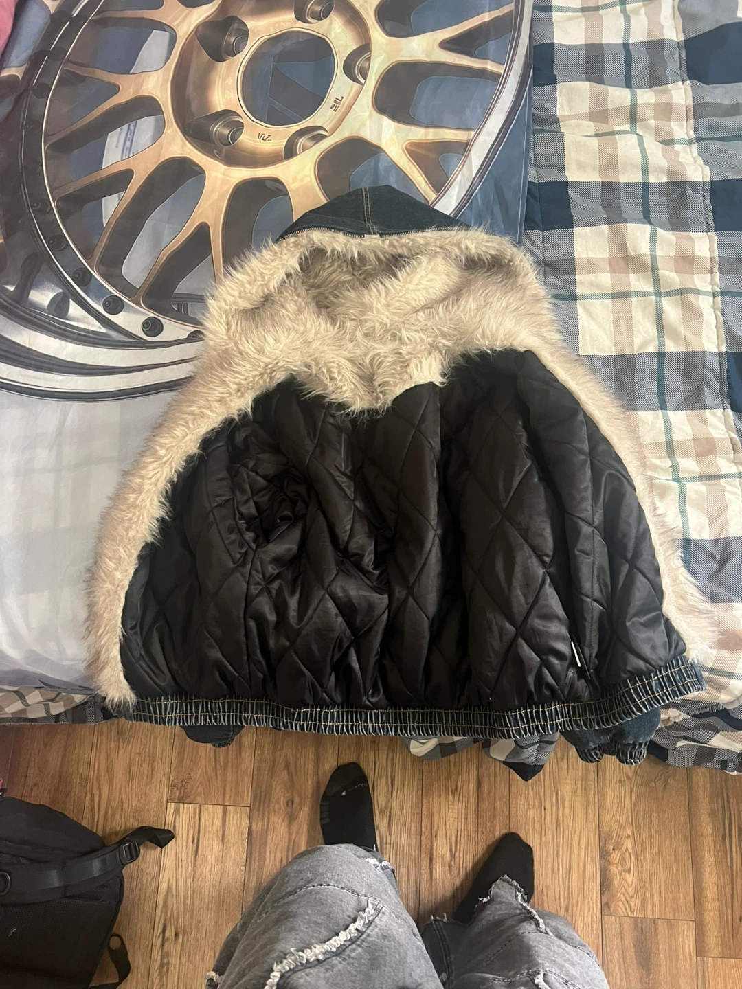 Supermade Denim Jacket with Faux Fur Hood - photo 3