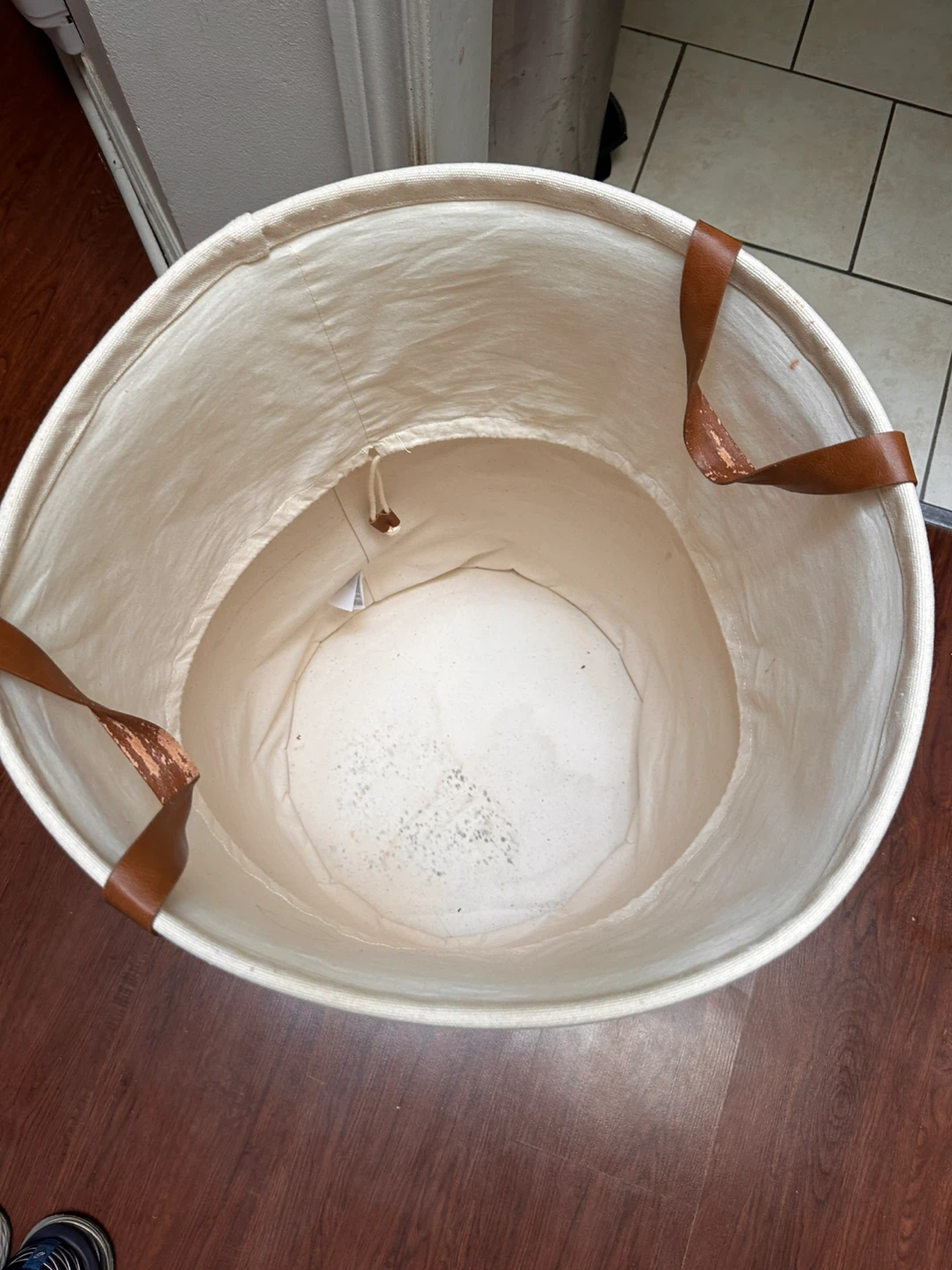 Canvas Laundry Hamper with Faux Leather Handles - photo 2