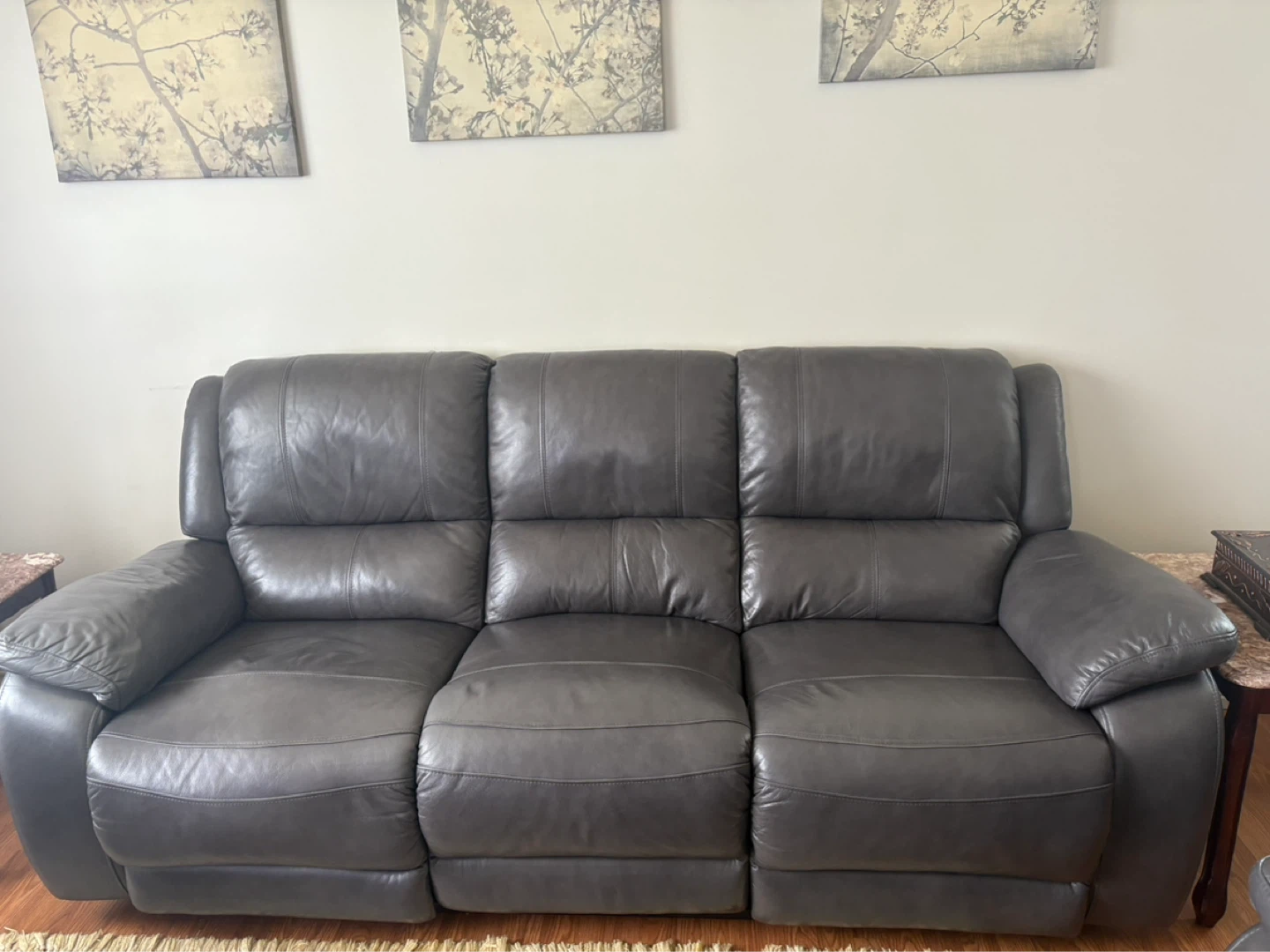 Grey Leather Reclining Sofa and Loveseat Set - photo 2