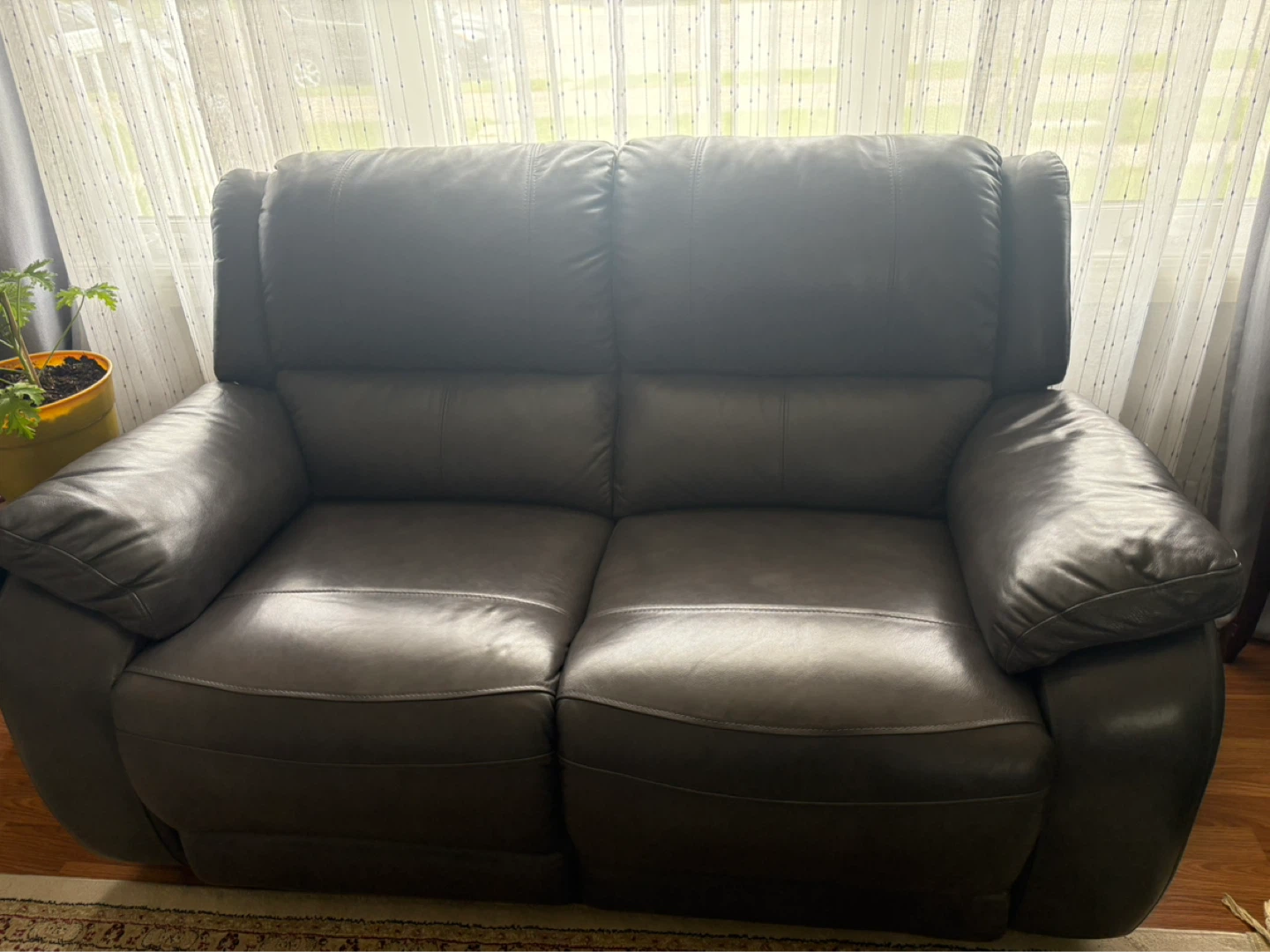 Grey Leather Reclining Sofa and Loveseat Set - photo 3