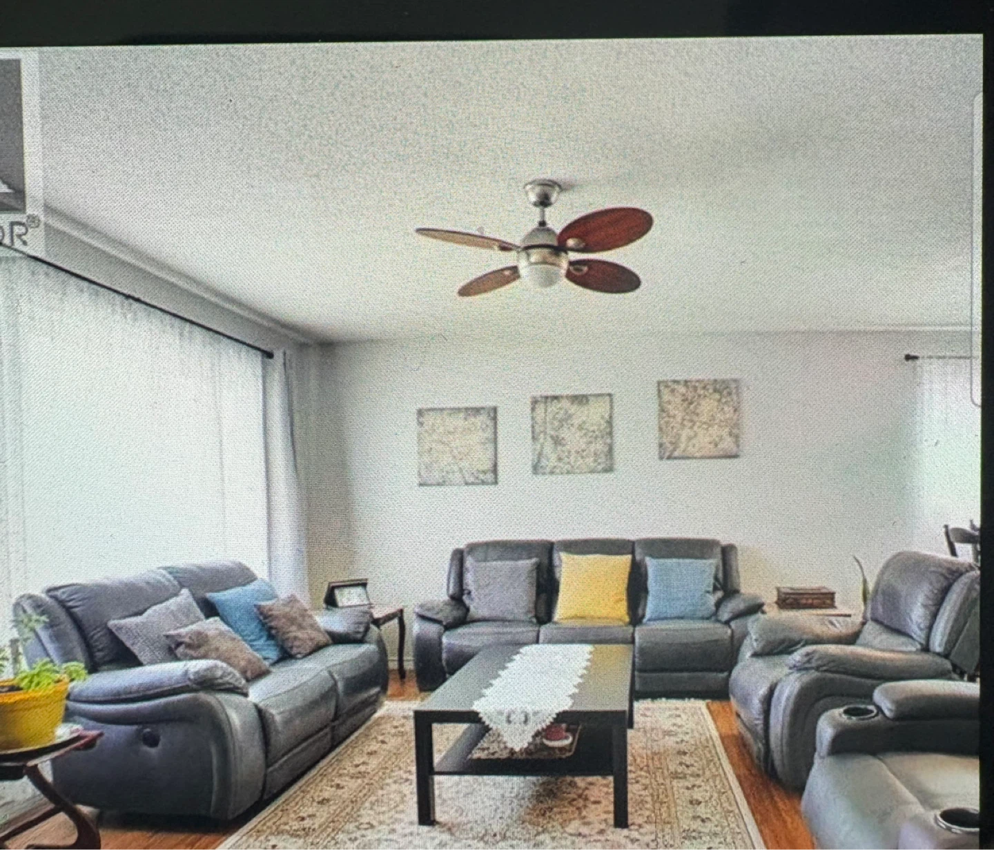 Grey Leather Reclining Sofa and Loveseat Set