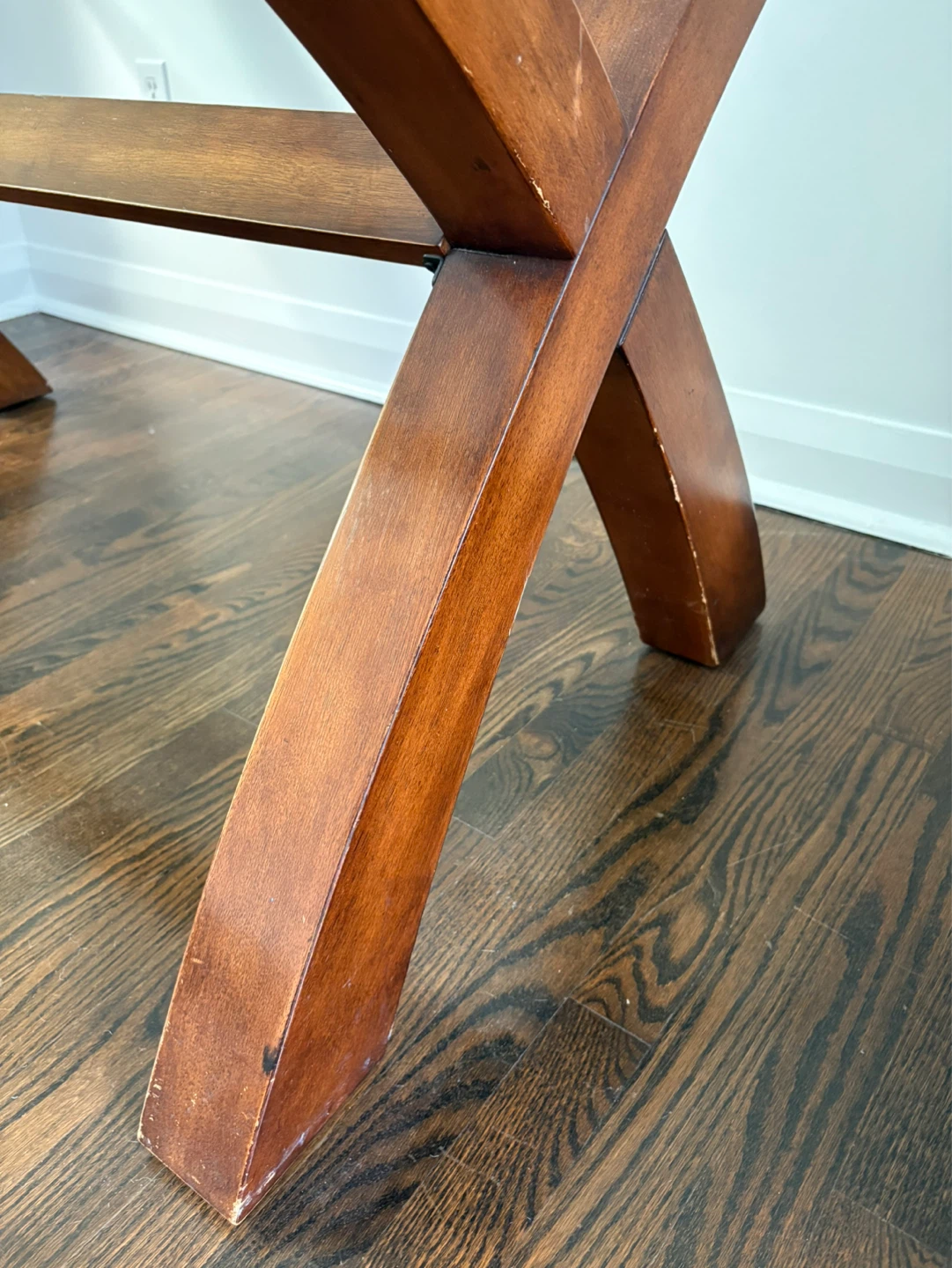 Glass Top Dining Table with Wooden X-Leg Base - photo 5