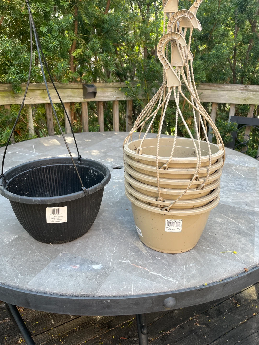 Set of 6Tan and 1 Black Hanging Planter Baskets