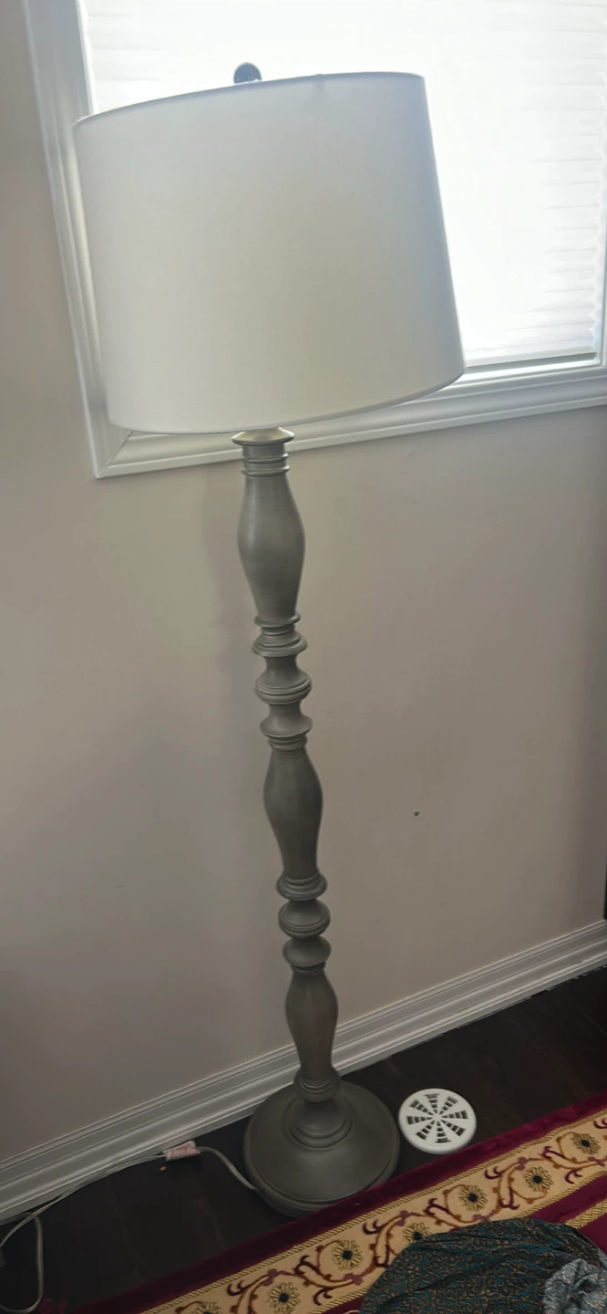 Grey Floor Lamp with White Shade