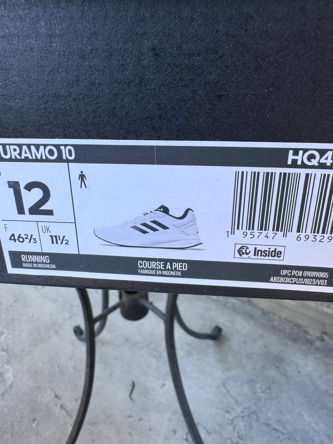 Adidas Duramo 10 Running Shoes - White/Black - Size 12