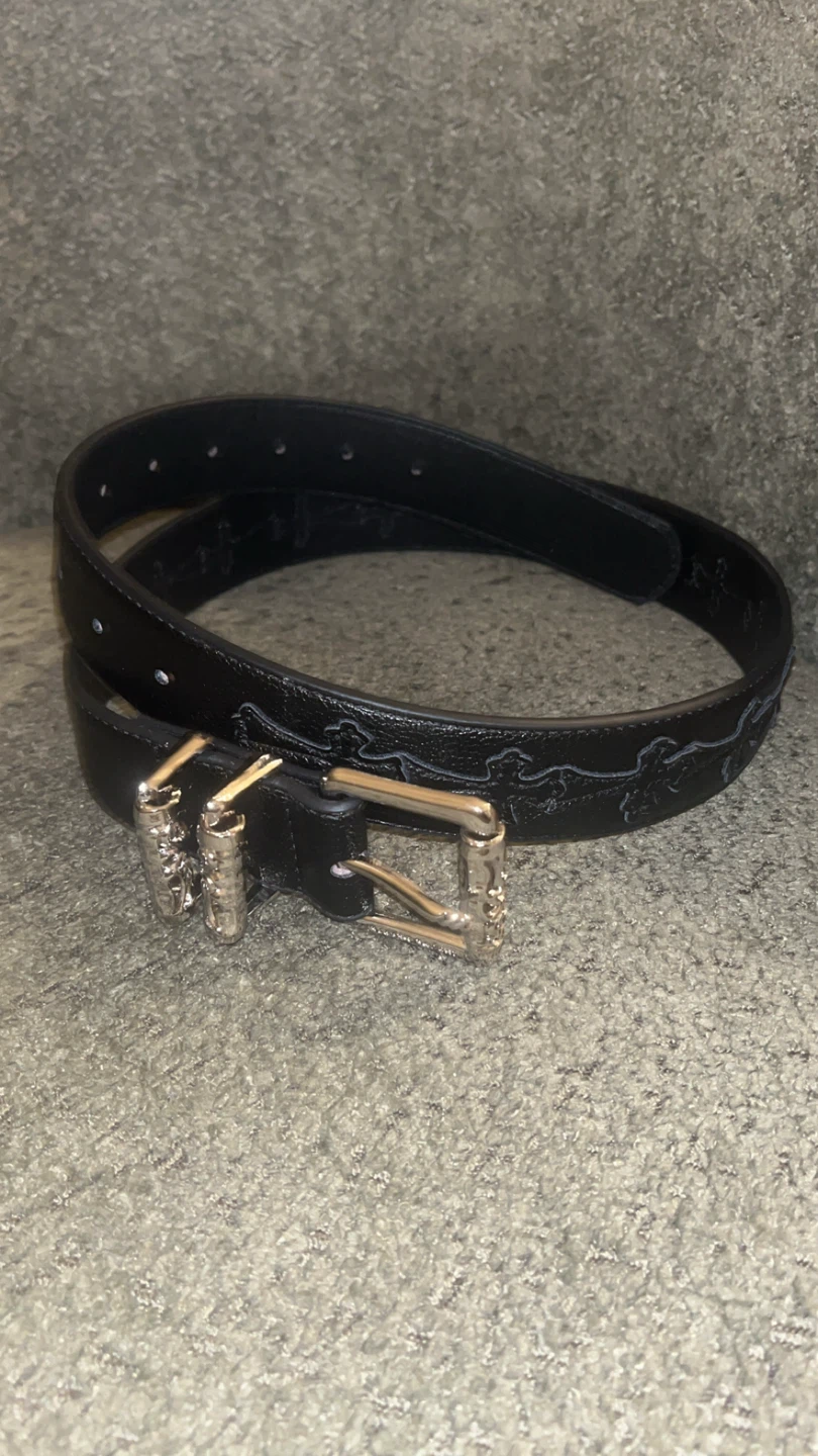 Chrome Hearts Black Leather Belt with Cross Motif
