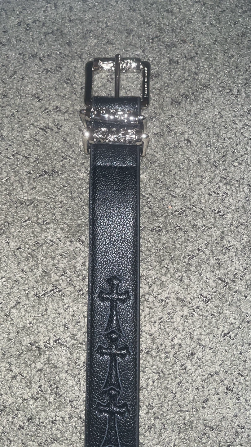 Chrome Hearts Black Leather Belt with Cross Motif - photo 4
