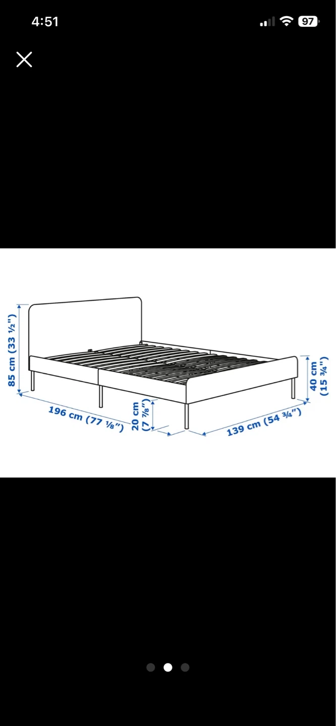 IKEA SLATTUM Bed Frame Grey and HAUGESUND spring mattress - photo 2