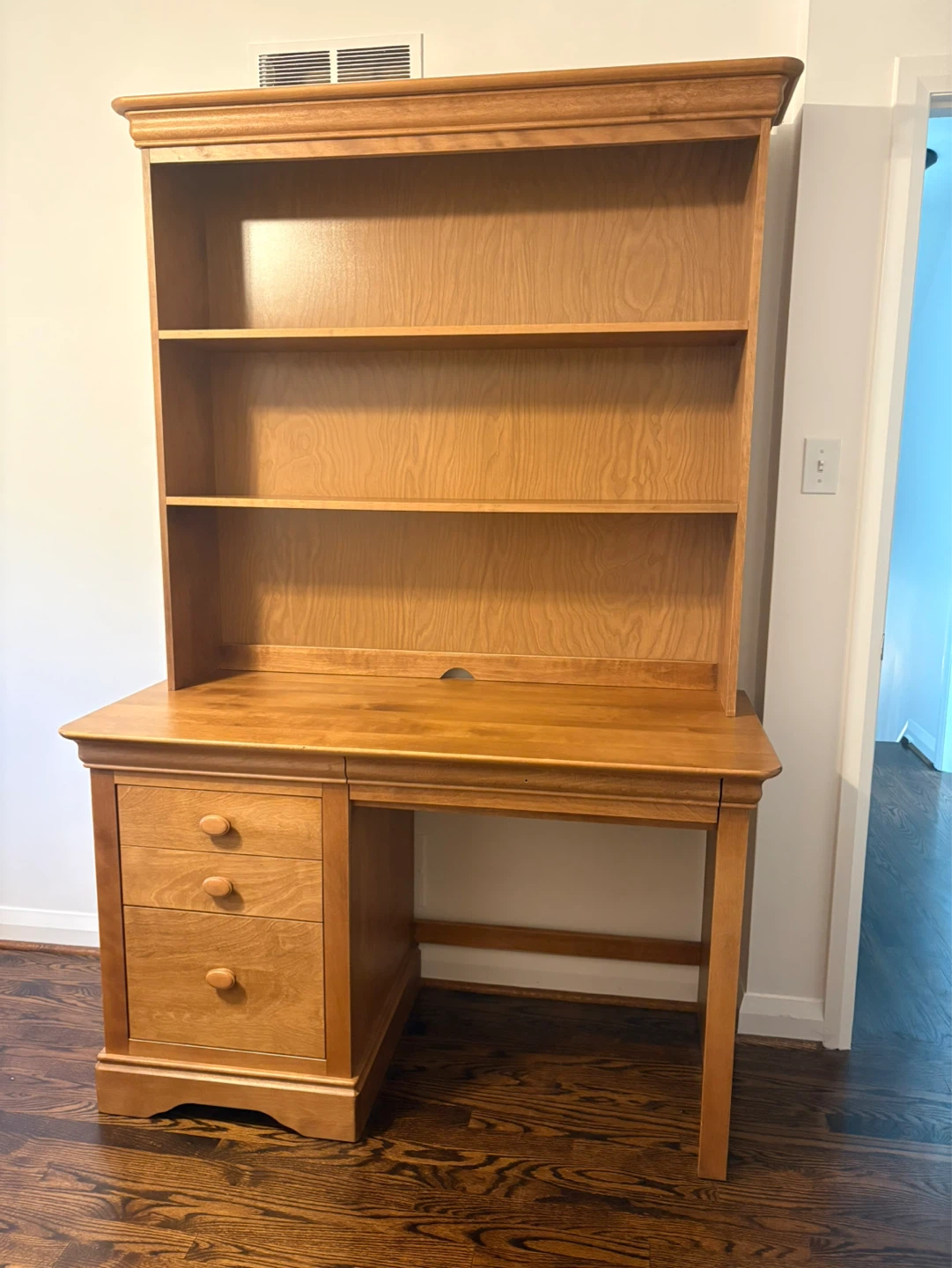 Solid Wood Desk with Hutch and Drawers