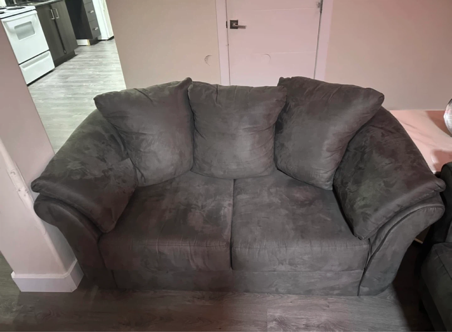 Grey couch and 3-seater sofa set + coffee table and corner table - photo 3