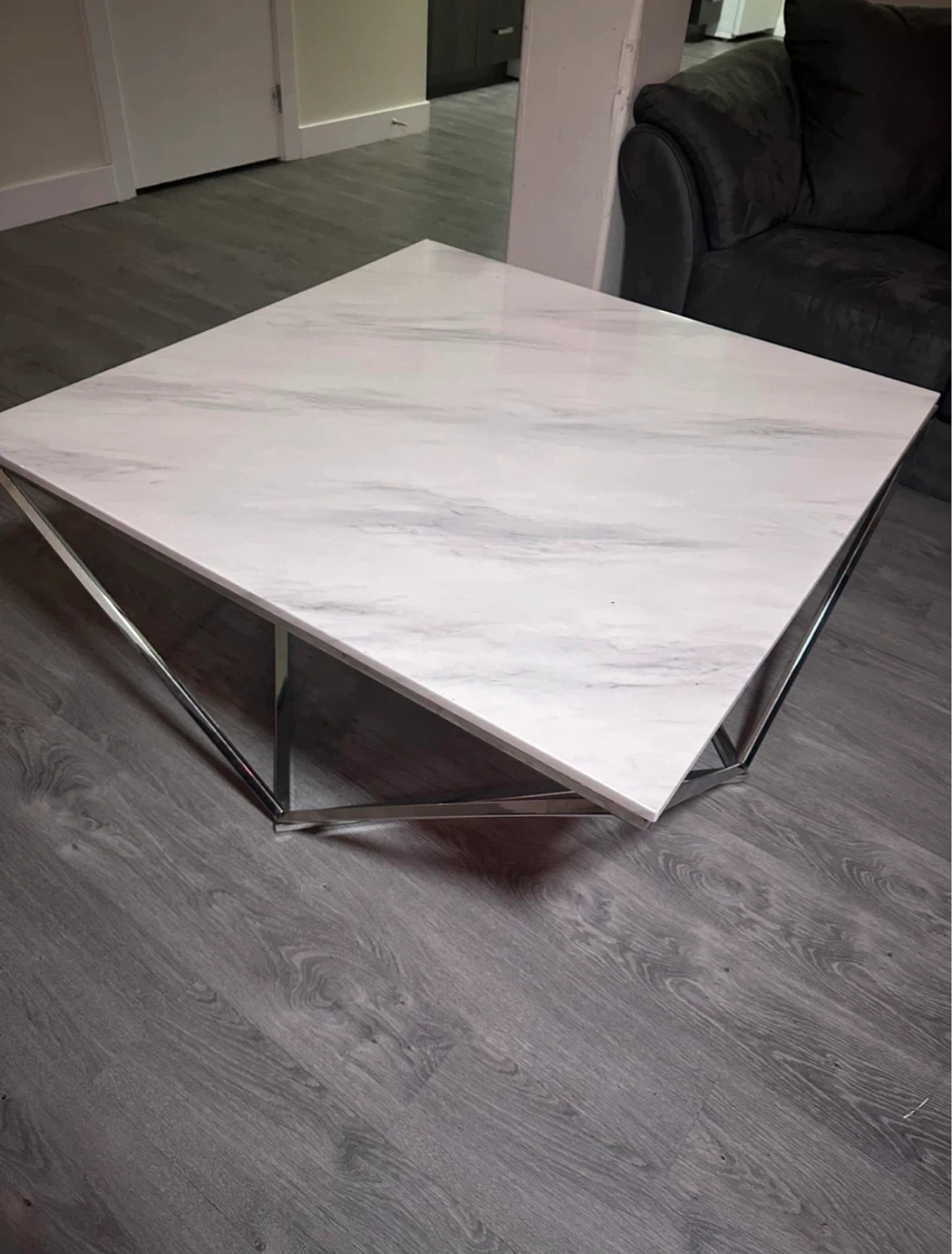 Grey couch and 3-seater sofa set + coffee table and corner table - photo 4