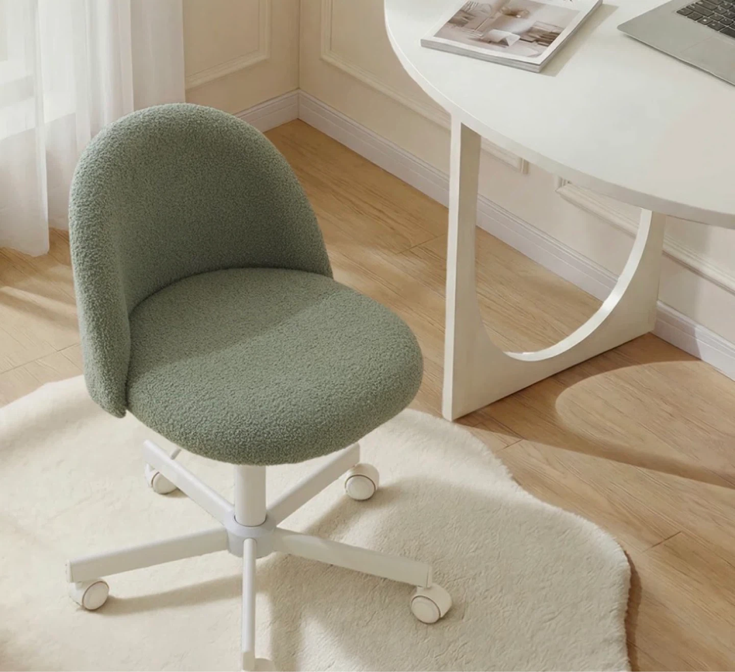 Mint Green Sherpa Office Chair