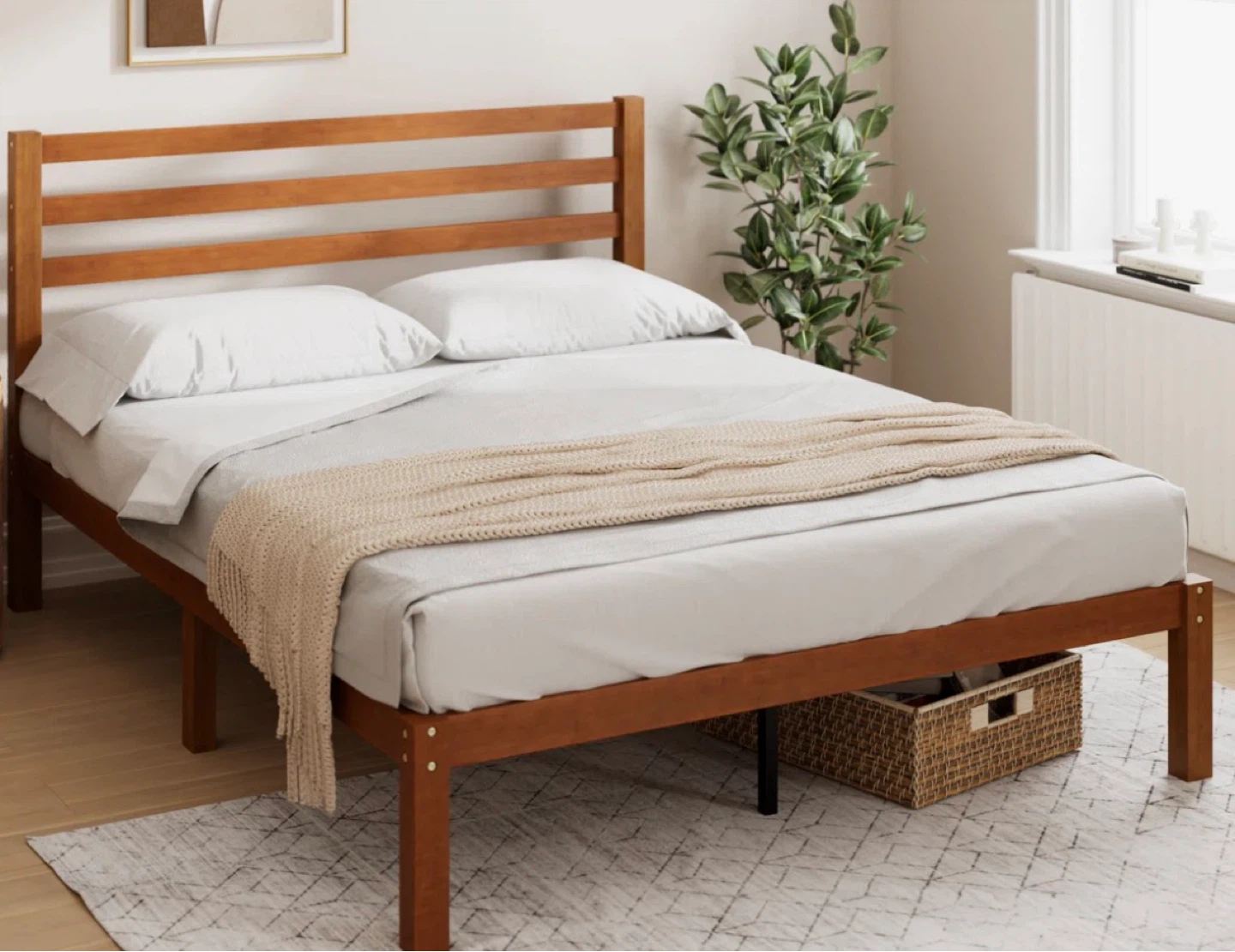 Wooden Bed Frame with Headboard
