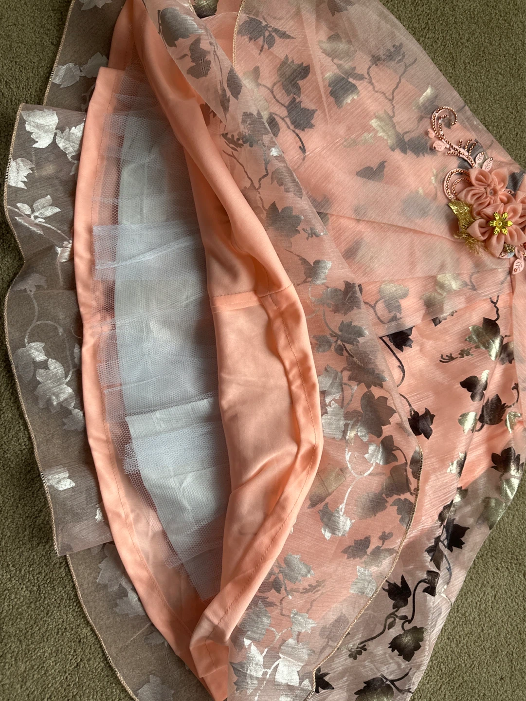 Pink Floral Dress with Sheer Overlay - photo 3
