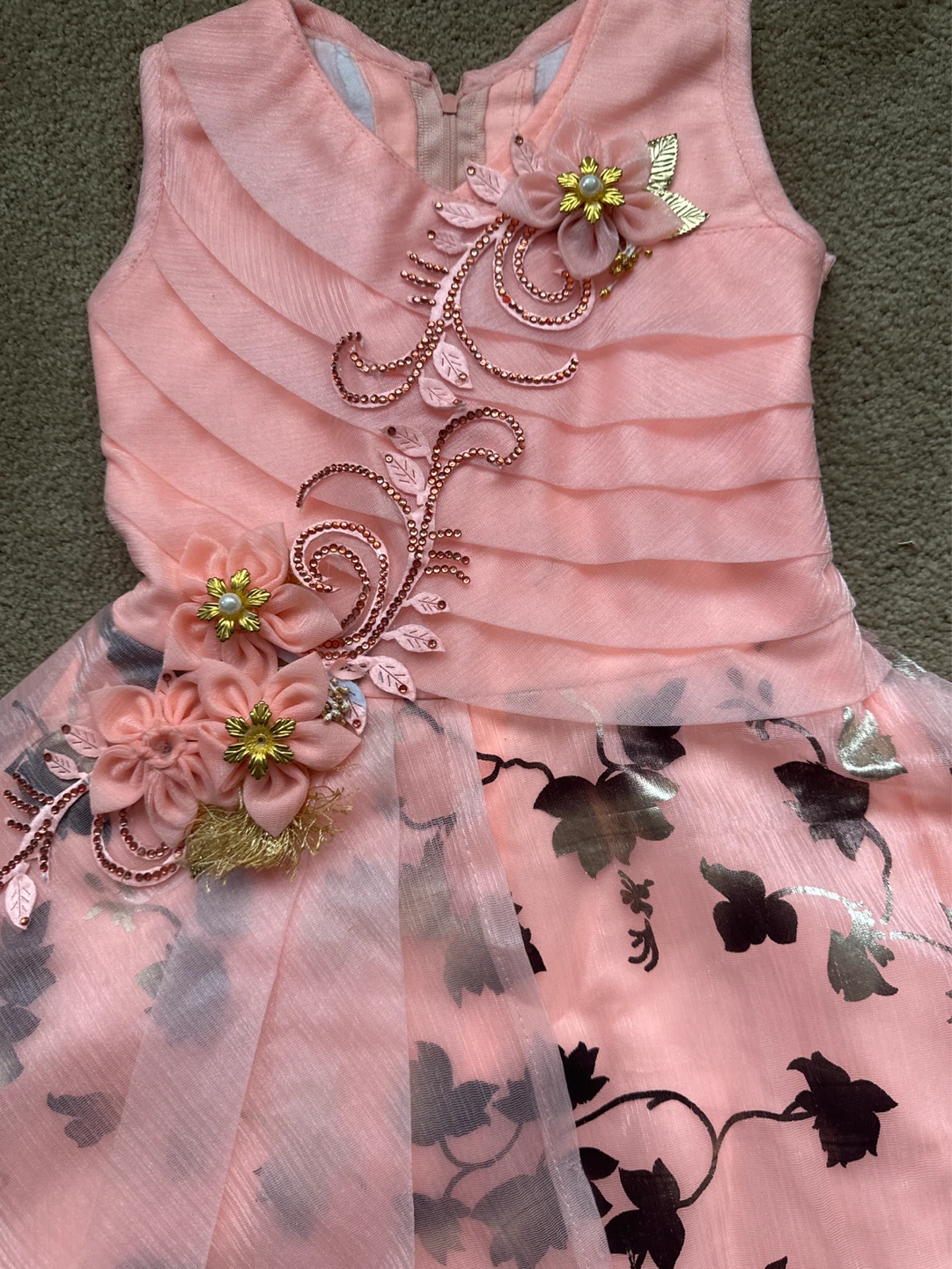 Pink Floral Dress with Sheer Overlay - photo 2