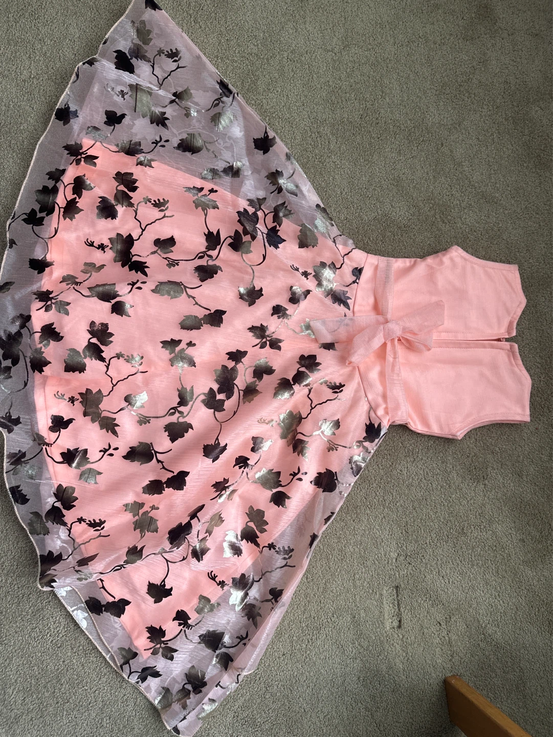 Pink Floral Dress with Sheer Overlay - photo 4