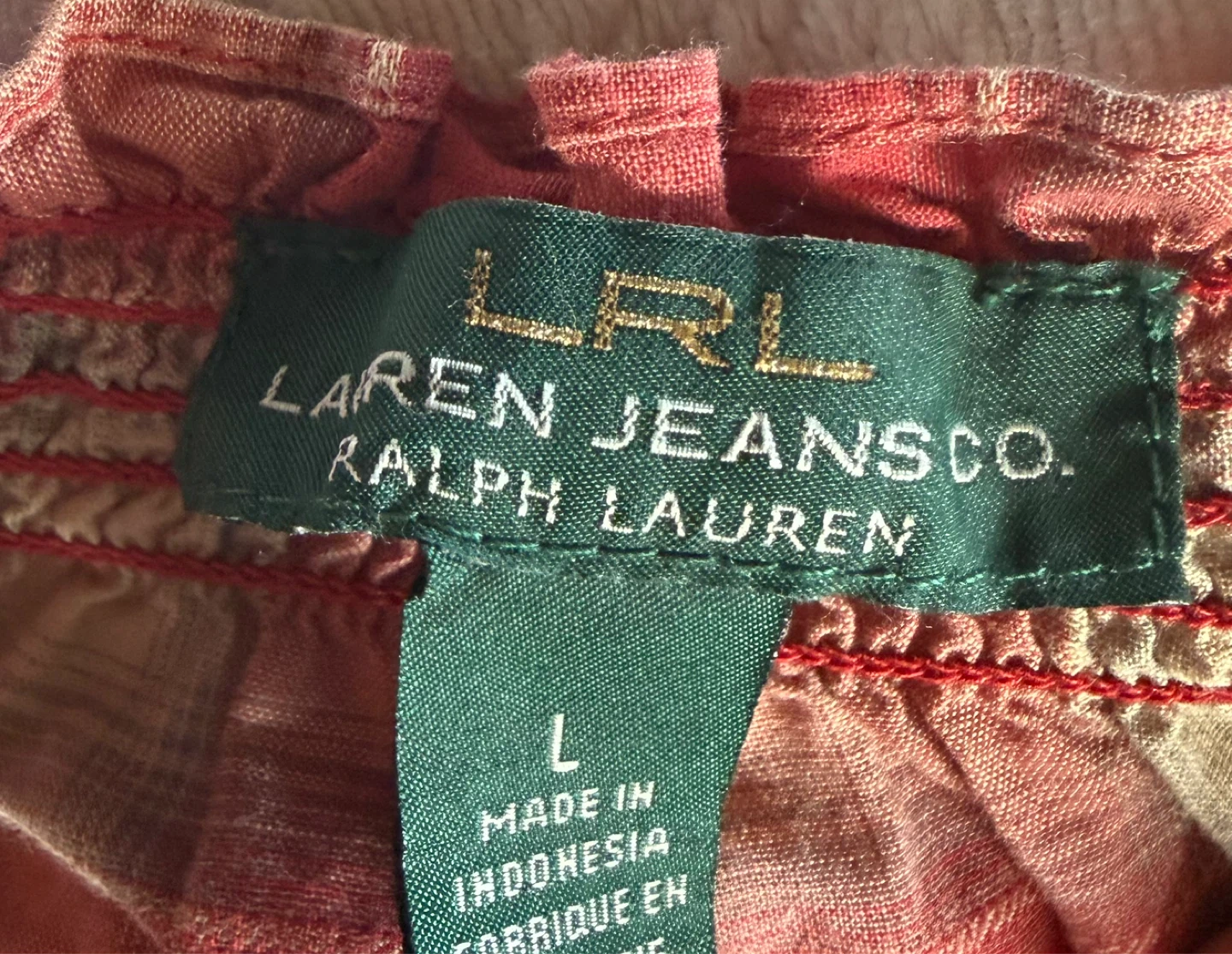 LRL Ralph Lauren Plaid Smocked Blouse - Size L - photo 2