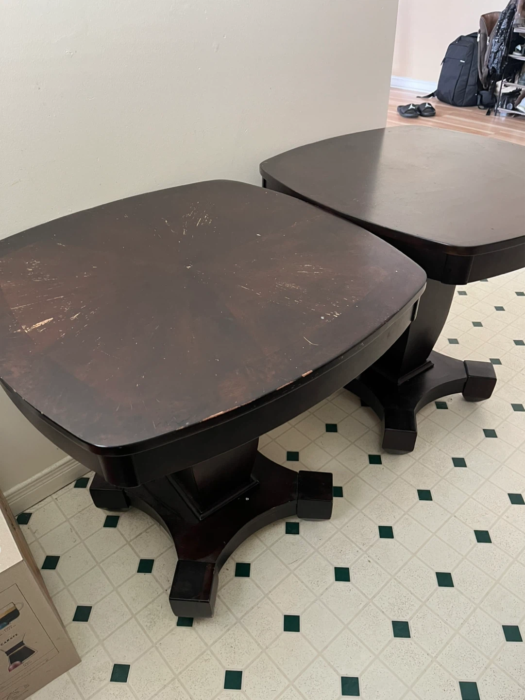 2 Dark Wood Tables - $10 for Both - photo 3