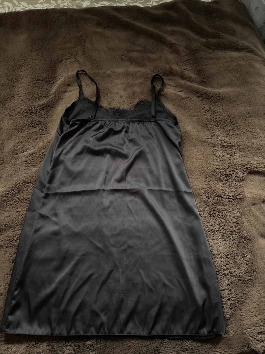 Valentina satin slip dress for bed with lace trim - photo 2