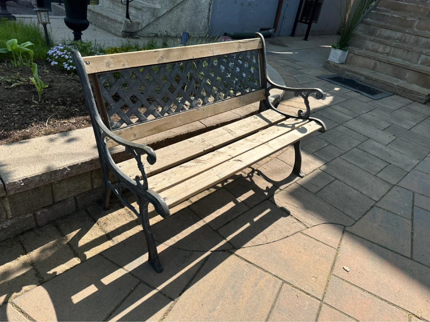 Garden Bench - Metal and Wood - photo 2