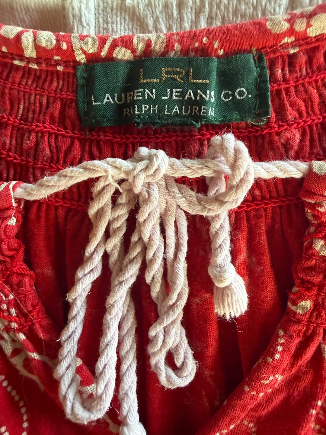 Lauren Jeans Co. Ralph Lauren Red Floral Smocked Top - photo 2