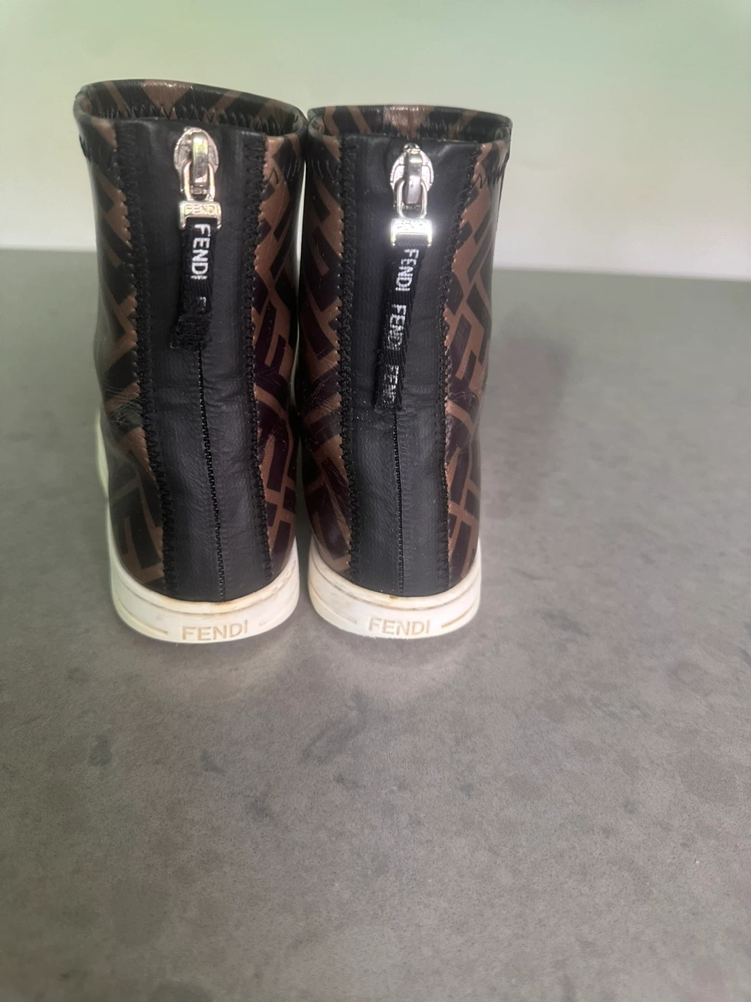 Fendi FF Monogram High-Top Sneakers