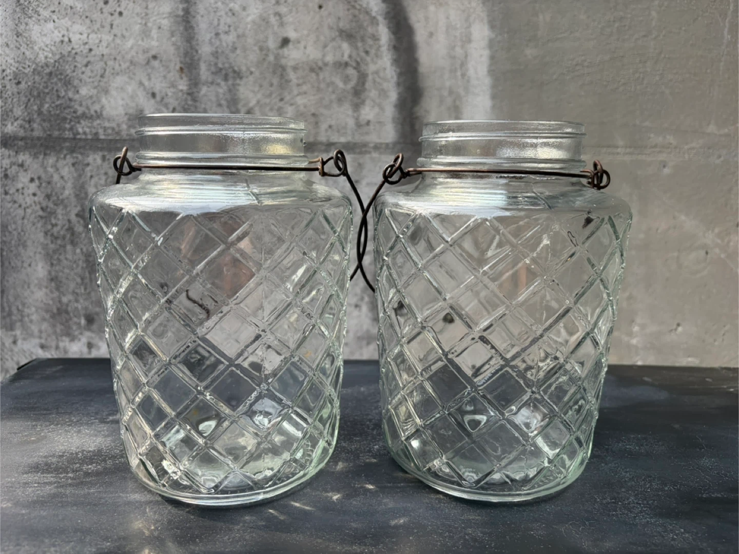 Glass Jars with Wire Handles