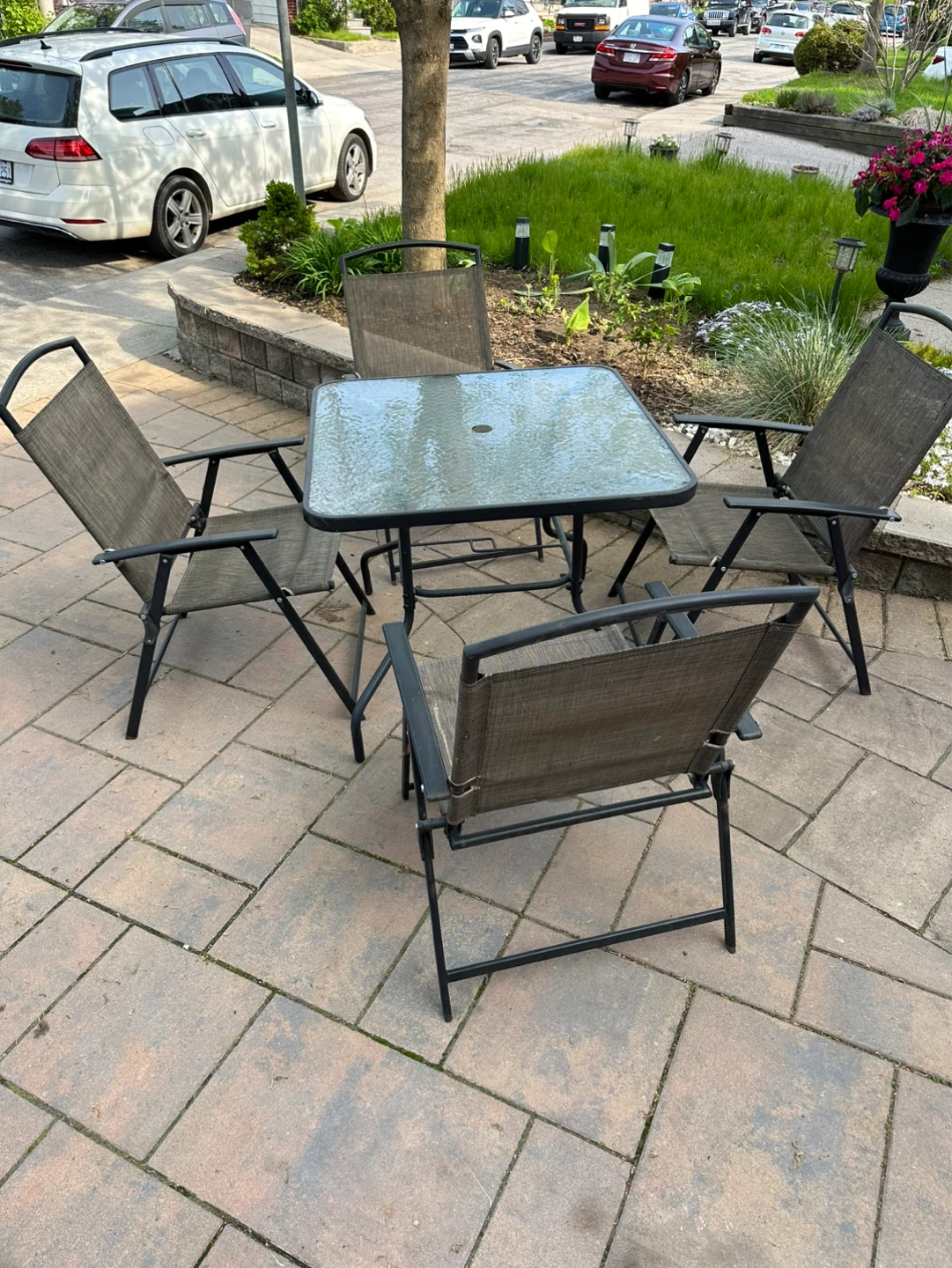 Glass Top Patio Table and Chairs Set