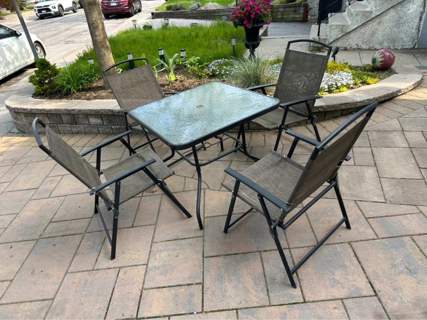 Glass Top Patio Table and Chairs Set - photo 2