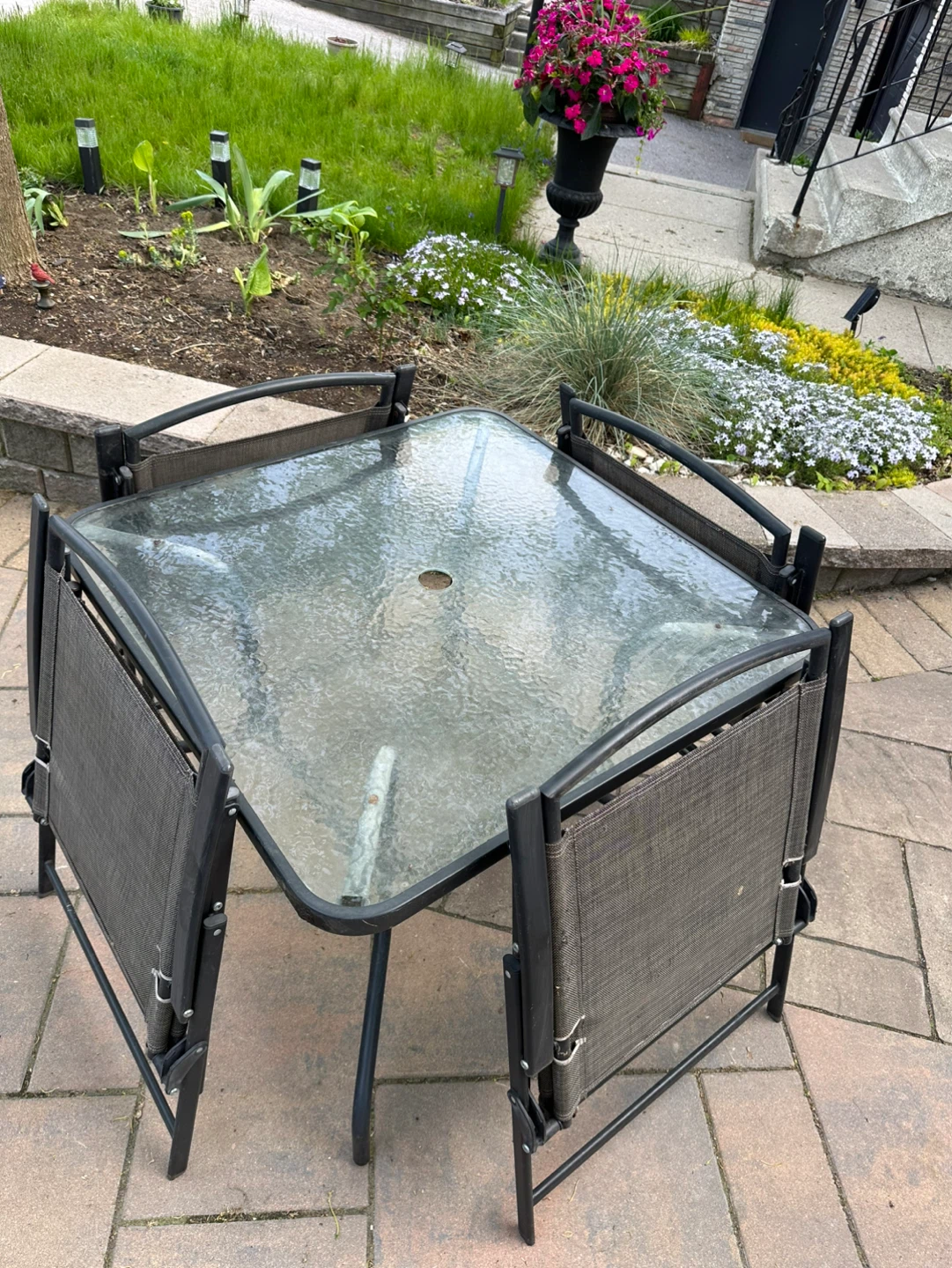 Glass Top Patio Table and Chairs Set - photo 3