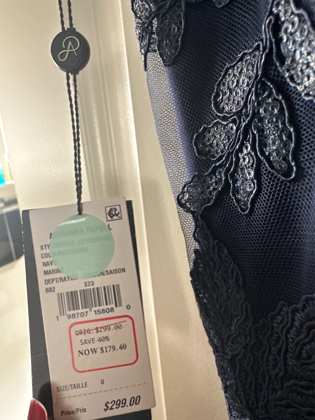 Adrianna Papell Navy Lace Gown Size 0 - photo 3