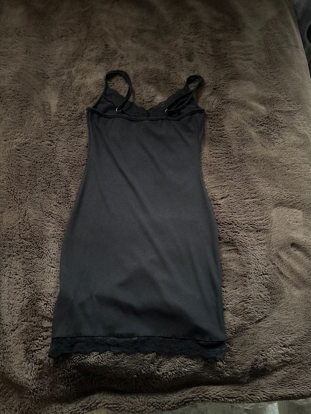 SHEIN Black Lace Trim Ribbed Mini Dress - photo 2
