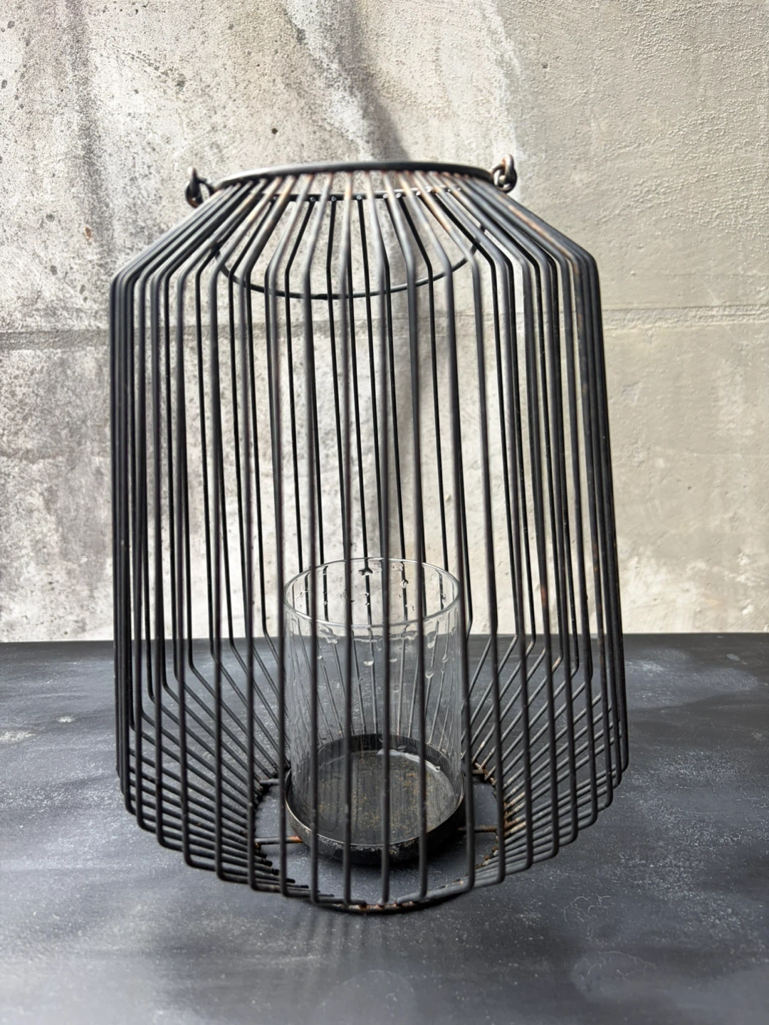 Black Metal Lantern with Glass Insert