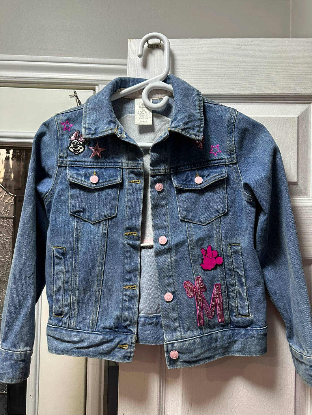 Disney Minnie Mouse Denim Jacket Girls Size 7/8