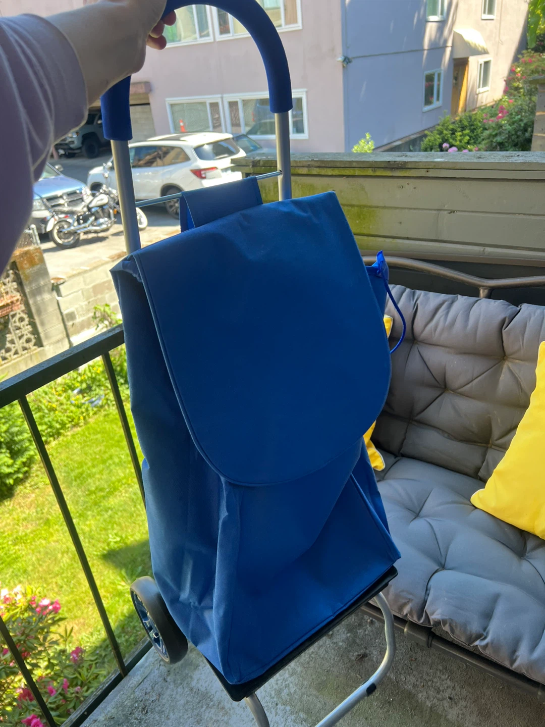 Blue Rolling Shopping Cart Bag