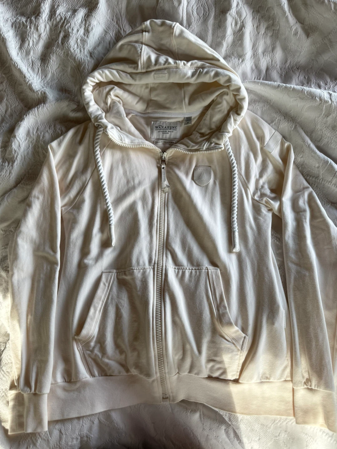 Wanakome Full Zip Hoodie Cream Size M