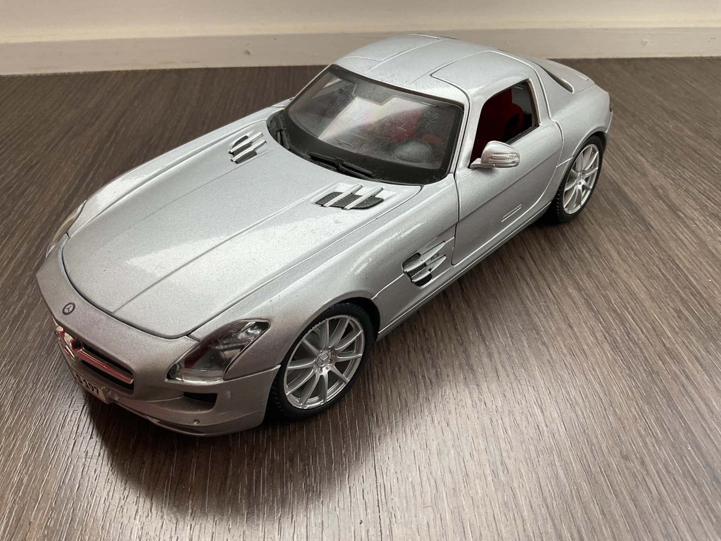 Silver Mercedes-Benz SLS AMG Model Car