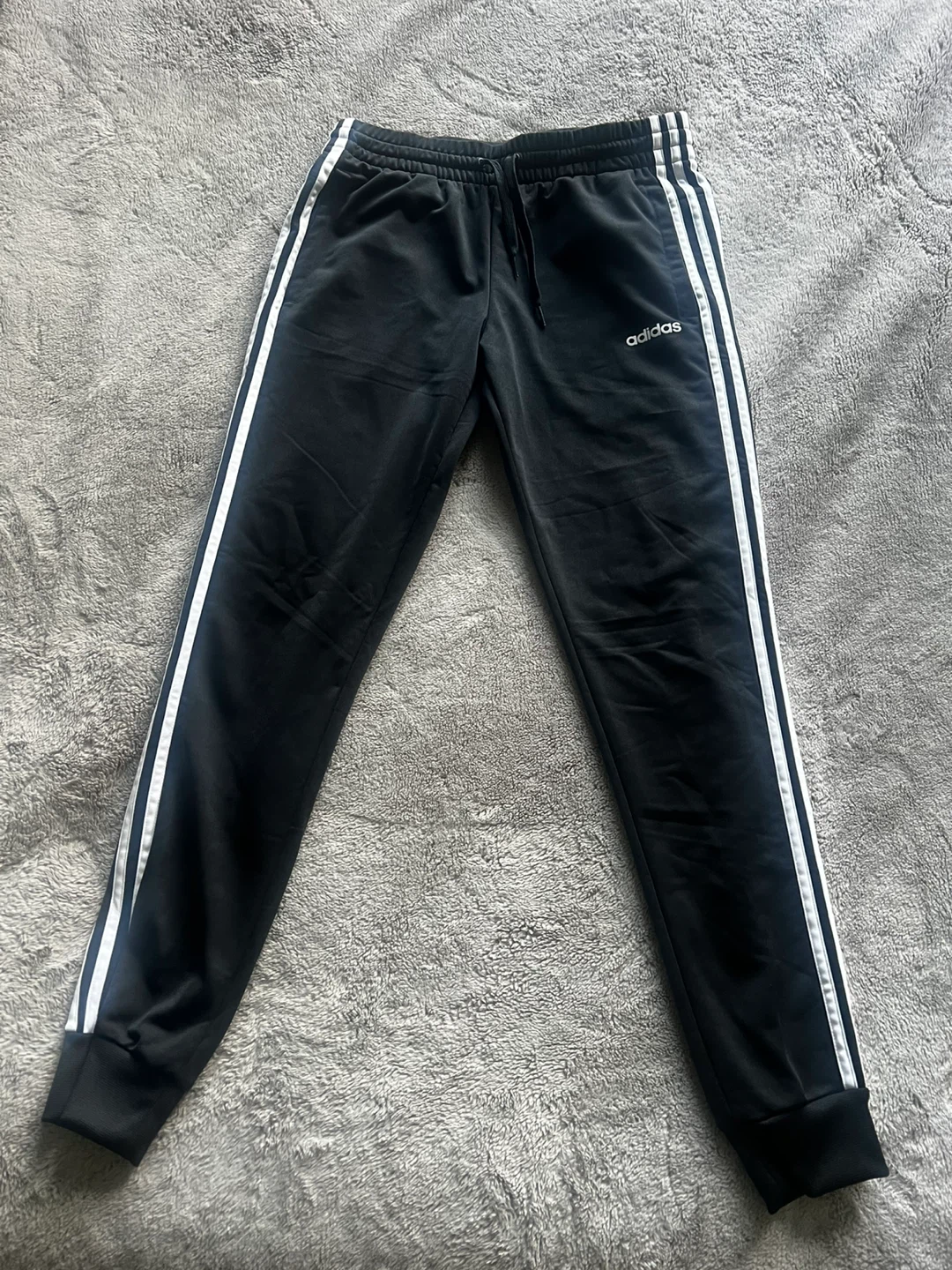 Adidas Black Joggers with White Stripes
