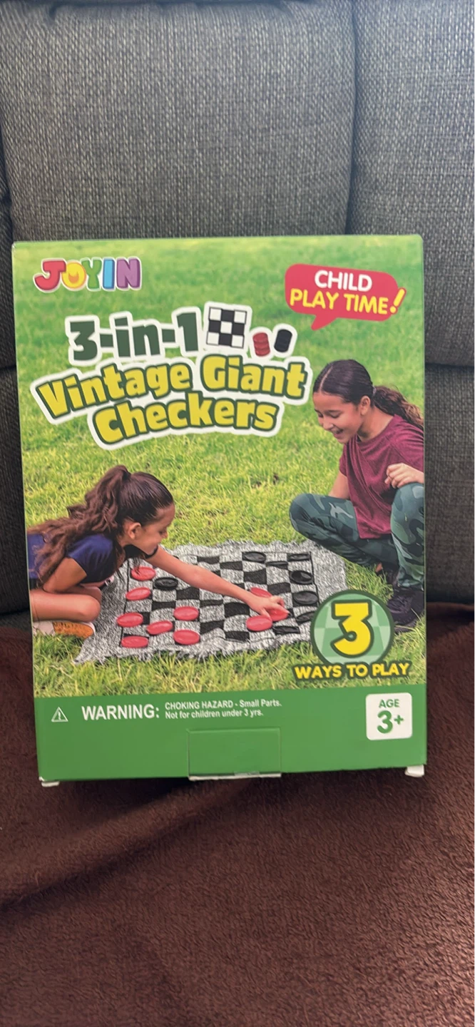JOYIN 3-in-1 Vintage Giant Checkers Game