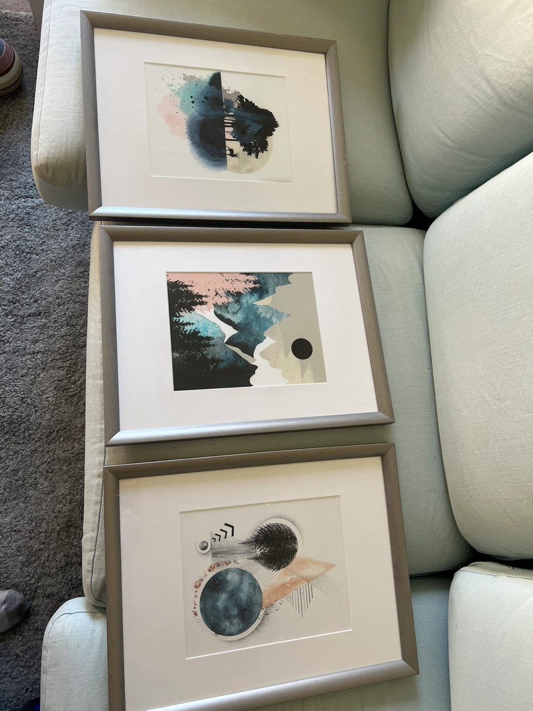 Set of 3 Framed Abstract Art Prints