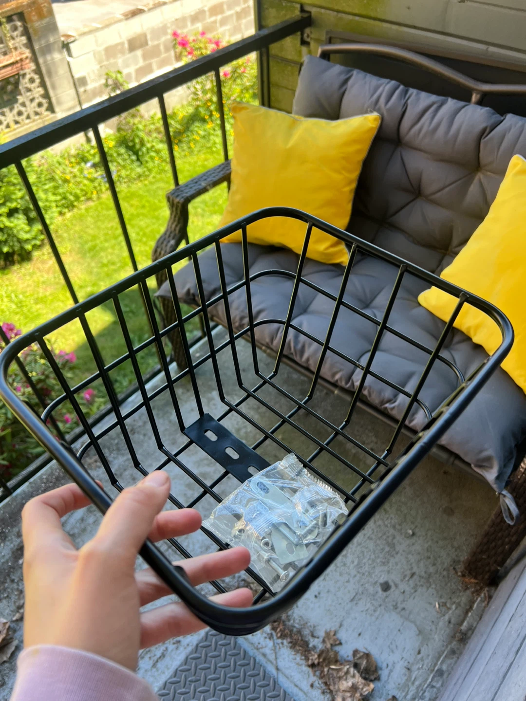 Black Wire Bicycle Basket with Mounting Hardware