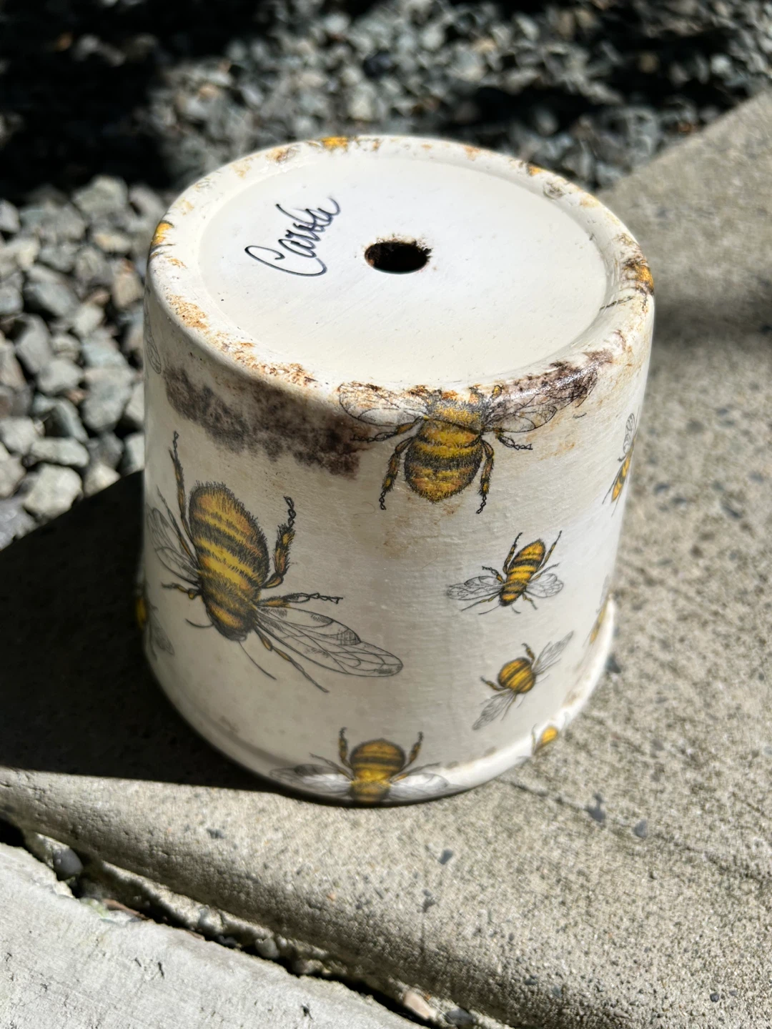 Ceramic planter pot with bees - photo 2