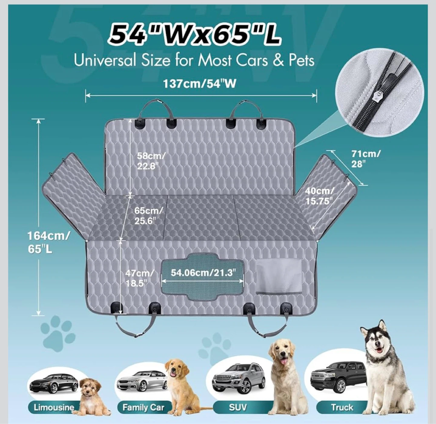 Convertible Dog Car Seat Extender 54"Wx65"L - photo 3