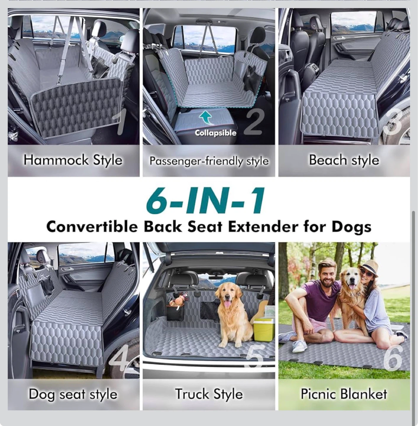 Convertible Dog Car Seat Extender 54"Wx65"L - photo 5