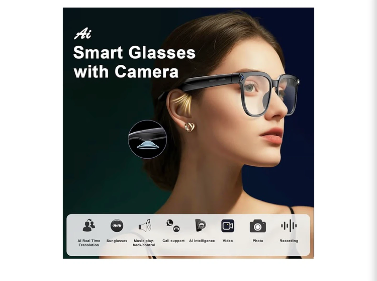 AI Smart Glasses with Camera and Audio - photo 2