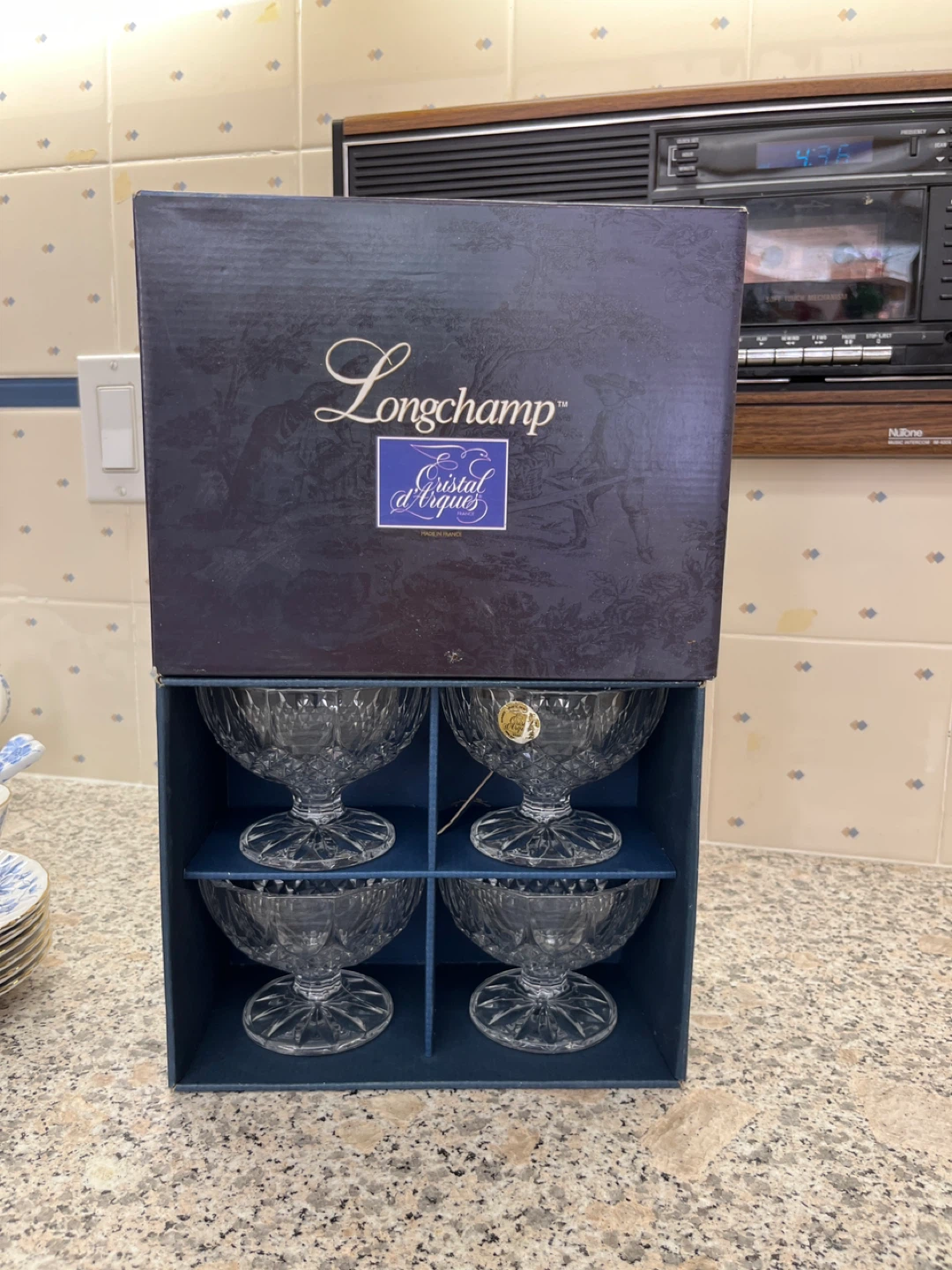 Longchamp Cristal d'Arques Footed Dessert Bowls - Set of 4