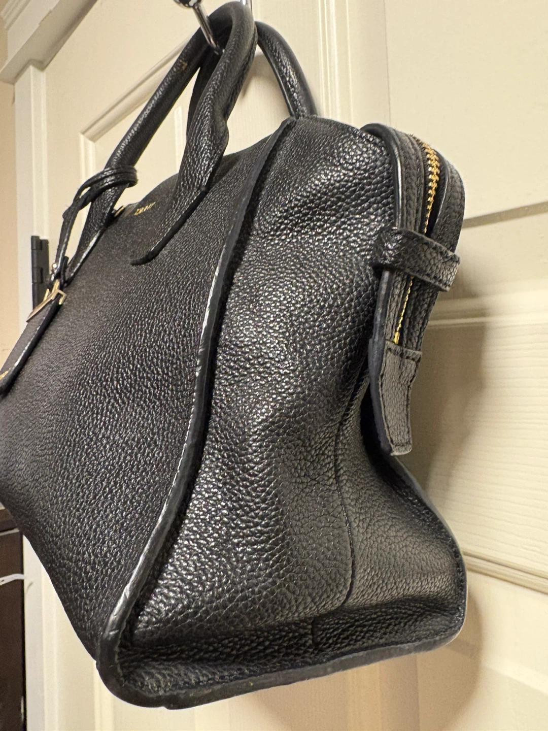 DKNY Black Pebbled Leather Satchel Handbag - photo 5
