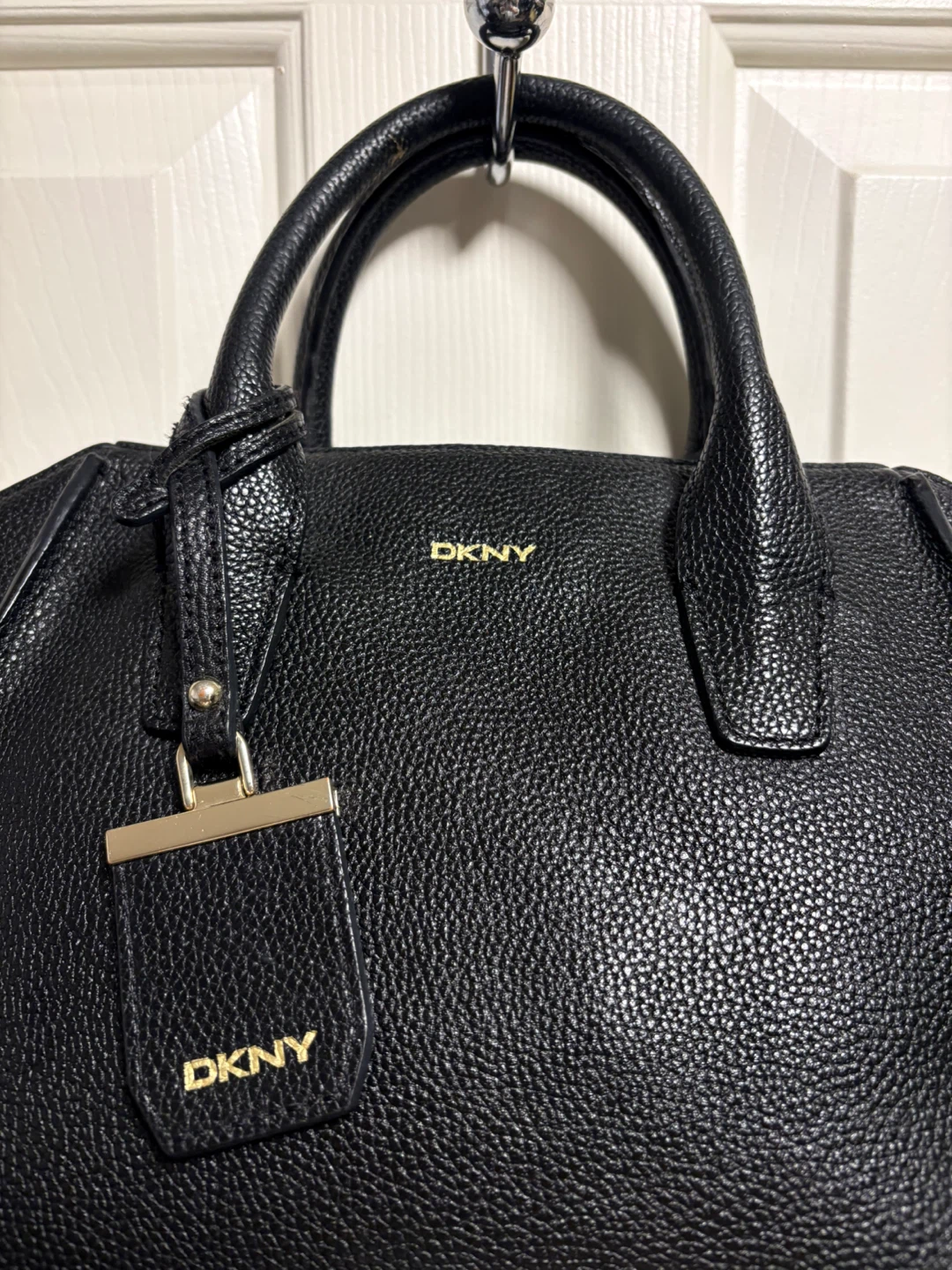 DKNY Black Pebbled Leather Satchel Handbag - photo 2