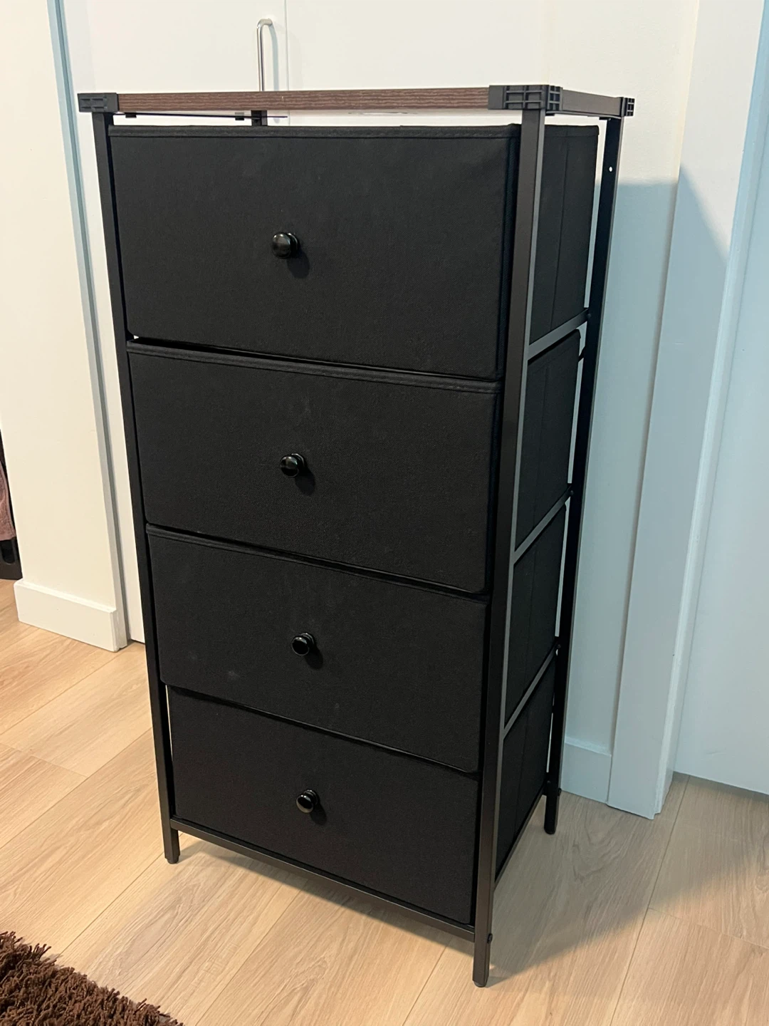 Black Fabric 4-Drawer Dresser