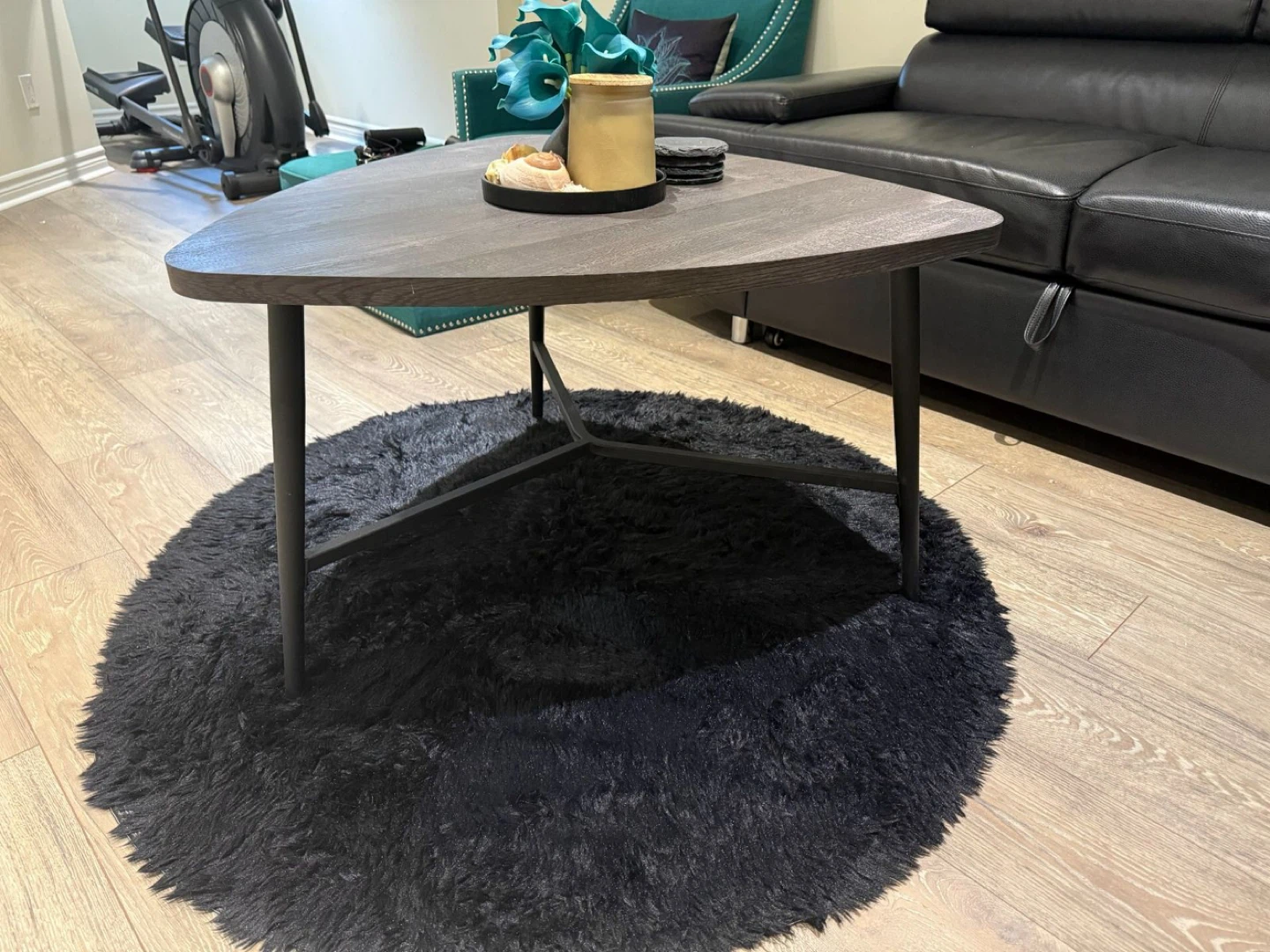 Triangular Coffee Table with Dark Wood Finish - photo 2